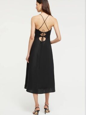 Ginia FRANKIE FLARE DRESS Black 100% Linen NWT